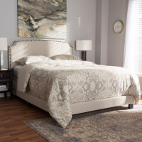 Baxton Studio CF8747-S-Light Beige-Full Odette Modern and Contemporary Light Beige Fabric Upholstered Full Size Bed